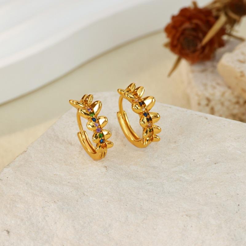 Temperament Micro-inlaid Zircon Flower K Gold-plated Stud Earrings High Fashion Exquisite Earrings Retro Personality Trend Earrings