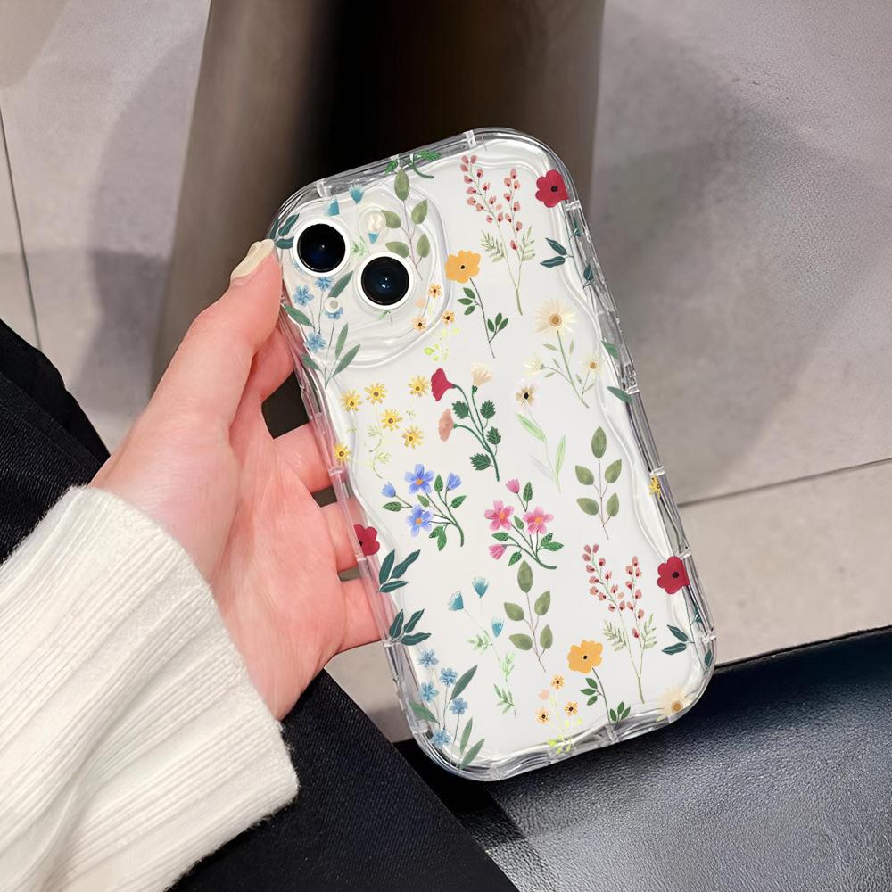 Hot-selling color flower mobile phone case in Europe and America iPhone15 sweet girl silicone soft case Apple 16promax