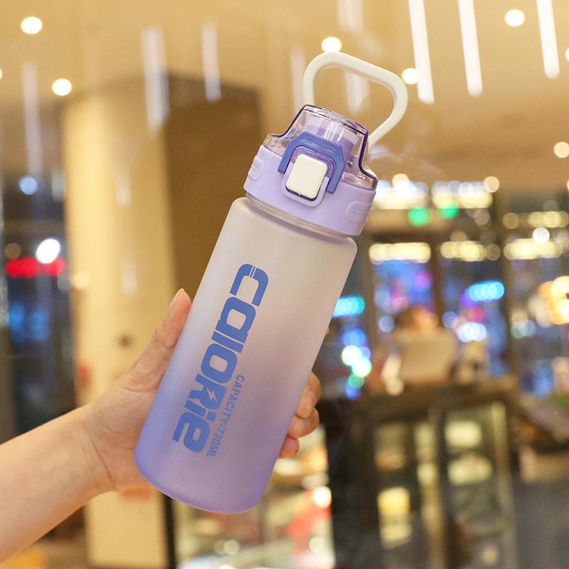 

720Ml Large Capacity Sports Water Bottle Leak Proof Colorful Plastic Cup Drinking Outdoor Travel Portable Gym Fitness Jugs фиолетовый