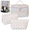 3Pcs Floral Makeup Bag Travel Cosmetic Bag Large Capacity Cosmetic Organizer Bag Aesthetic Cosmetic Holder Bag Soft Toiletry Bag