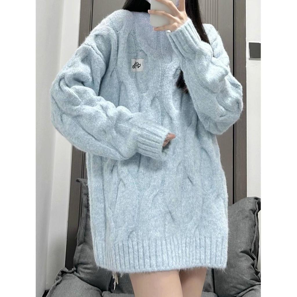 Japanese Milk Fufu Colored Yarn Hemp Flower Sweater Women's Loose and Versatile Couple Winter