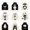 Black White Cute Animal Pattern Kitchen Sleeveless Fox Lion Rabbit Bear Aprons Linen Bibs Household Women Cleaning Pinafore