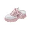 Women's Sneakers Mules Comfortable Slip On Arch Support Breathable Lightweight Platform Casual Open Back Faux Leather Walking Shoes Indoor and Outdoor