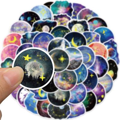 50pcs Aesthetic Star Moon Moonlight Sticker For Suitcase Stationery DIY Vintage Scrapbooking Supplies Custom Kids Gift Stickers