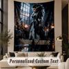 Custom Text Printed Tapestry Bride of Frankenstein Pattern Large Wall Hanging Indoor Room Decor