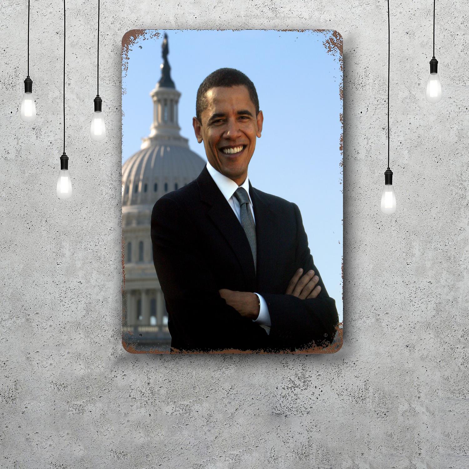 

Barack Obama Sr Decor Poster Vintage Tin Sign Metal Sign Decorative Plaque for Pub Bar Man Cave Club Wall Decoration 20x30cm（7.8x11.8inch）