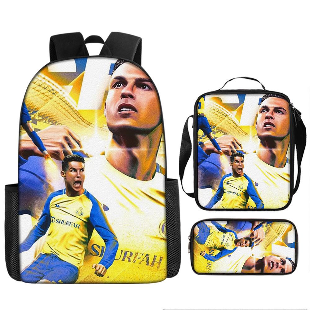 Zaino Stampa Stella del Calcio Tre Pezzi Zaino Scolastico per Bambini, Zaino per Studenti delle Scuole Primarie e Secondarie, Astuccio