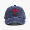 US Combat Medic Tactical Caduceus Washed Denim Baseball Cap Adjustable Solid Color Distressed Hat