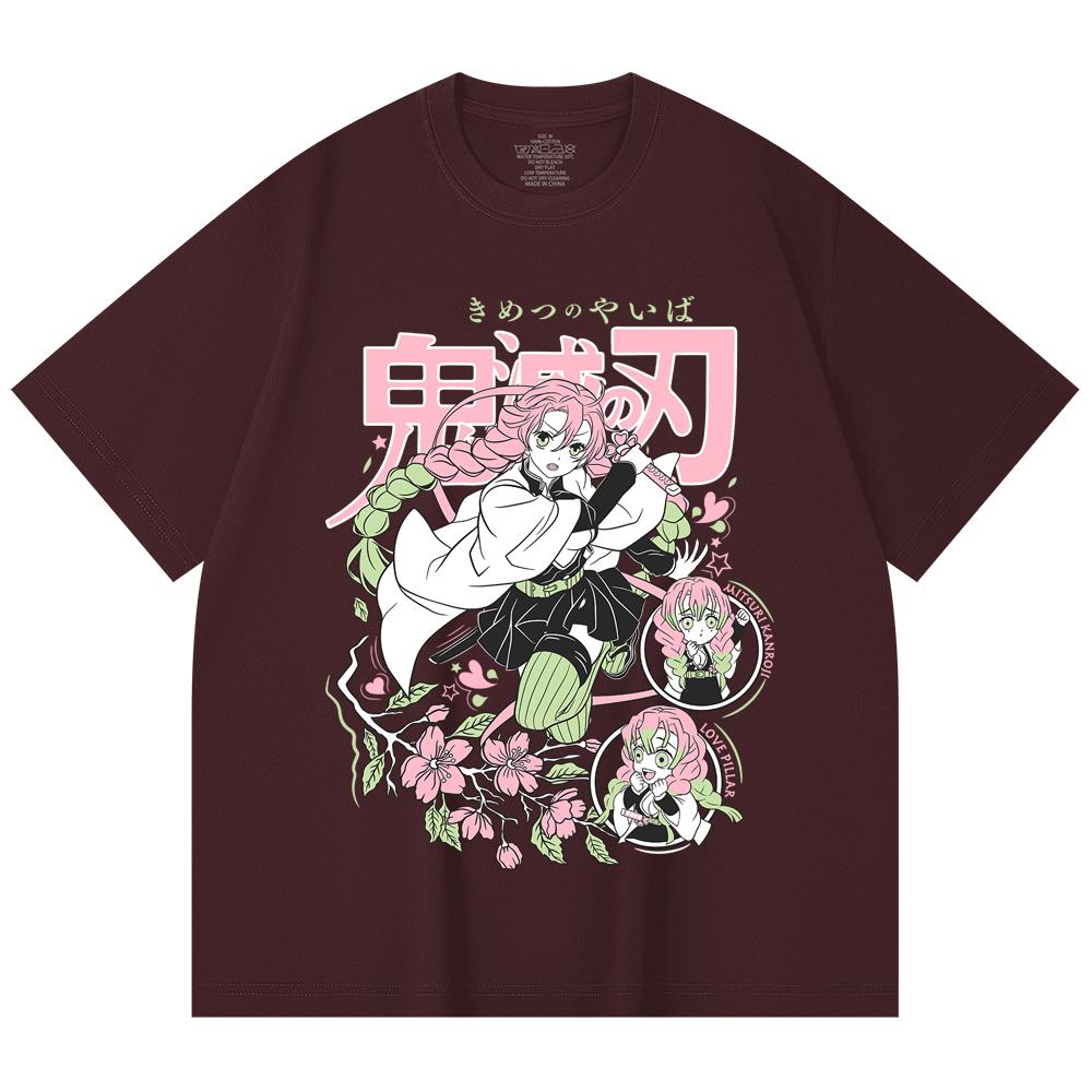 

230 Gsm 100% Cotton Demon Slayer V6 Mitsuri Print Unisex Heavy Cotton T Shirt 2XL