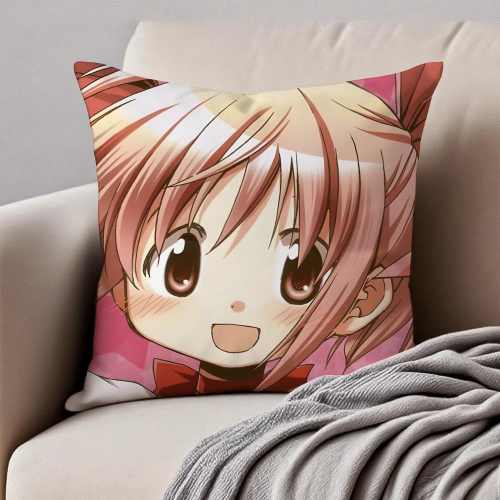 Cute Japanese Anime PPuella Magi Madoka Magica Cushion Cover Pillowcase Antidustmite Invisible Zipper Short Plush Sofa Cushion
