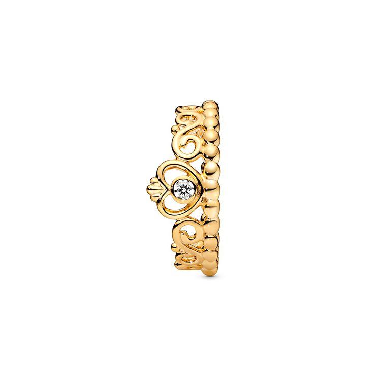 Pandora Shine Princess Crown Ring Women rings Gold 167158CZ