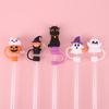 5-1pc Halloween Silicone Straw Covers Dust-Proof Cute Cartoon Straw Caps Funny Tumbler Straw Plugs for Stanle y 30/40 OZ Cups