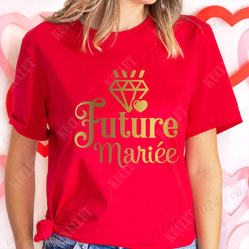 Team Bride Tshirt Women Bachelorette Hen Bridal Wedding Party T-Shirts Tees Evjf Future Clothing French Single Farewell Tops