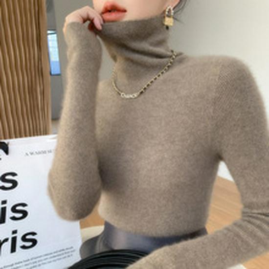 Women's Half High Neck Cashmere Sweater - Autumn/Winter Thick Solid Color Loose Fit with Saddle Shoulder Design.