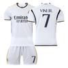 Tricou de casă Real Madrid 2023-24 #9 Mbappe #5 Bellingham #7 Vinicius, versiune pentru fani Tricouri de Fotbal
