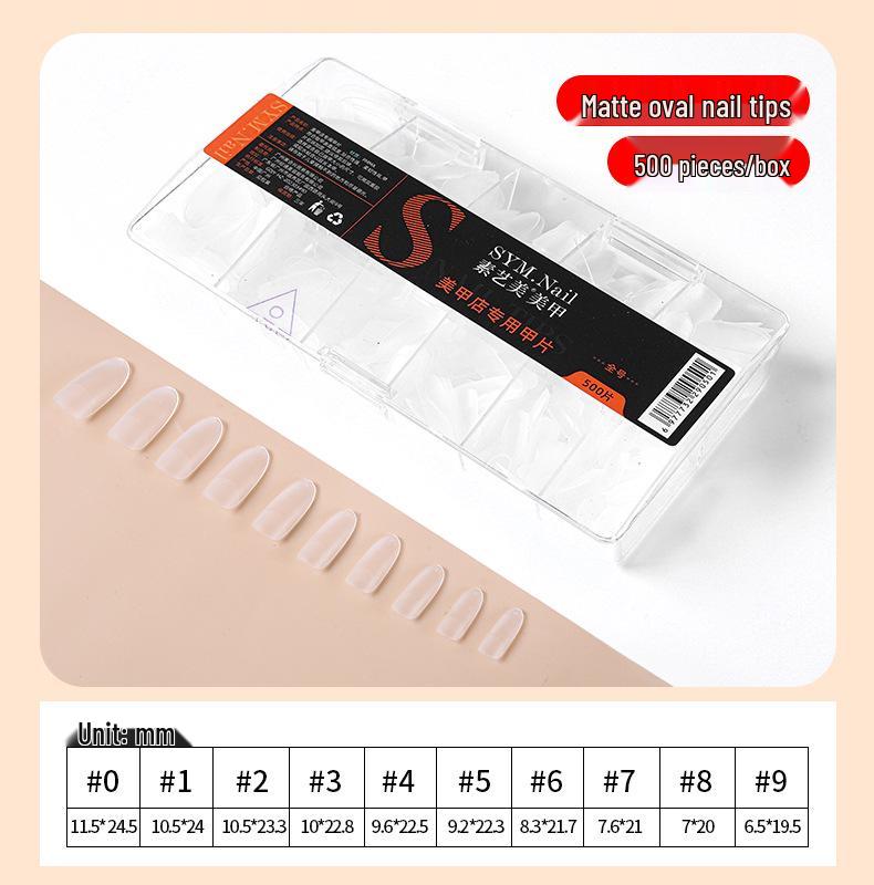 Jieliya Frosted Transparent Ultra-Thin Seamless Nail Tips - Full & Half Cover, No Etching, Size Supplement Included.