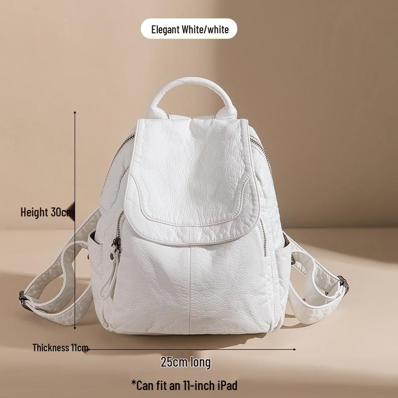 Women's Large Soft Leather Backpack - Casual Travel & College Bag