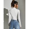 Autumn And Winter New Slim Fit Short Knitted Long Sleeved T-Shirt Stand Up Collar Spicy Women'S Top