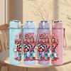 1PC Six Seven Retro Graffiti Art 750ml Color Plastic Sports Water Bottle Leakproof Flip Straw Lid Suitable for Sports Office Home Use