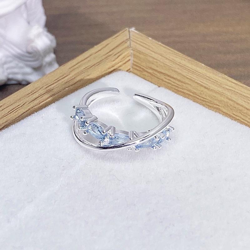 Enamel Oil Drop Flower Butterfly Opening Ring Niche Design Light Luxury High Sense Zircon Personality Ring Woman