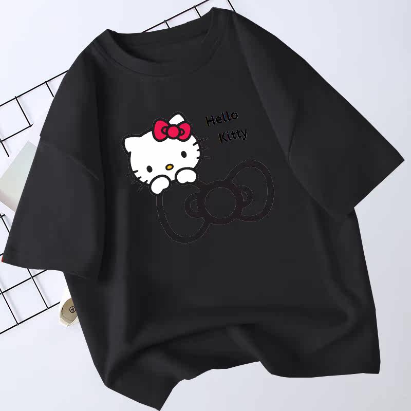 HelloKtty Summer Girls Pure Cotton Short Sleeved Tshirt Cute Childrens Clothing Stylish Girls Parent Child Clothing