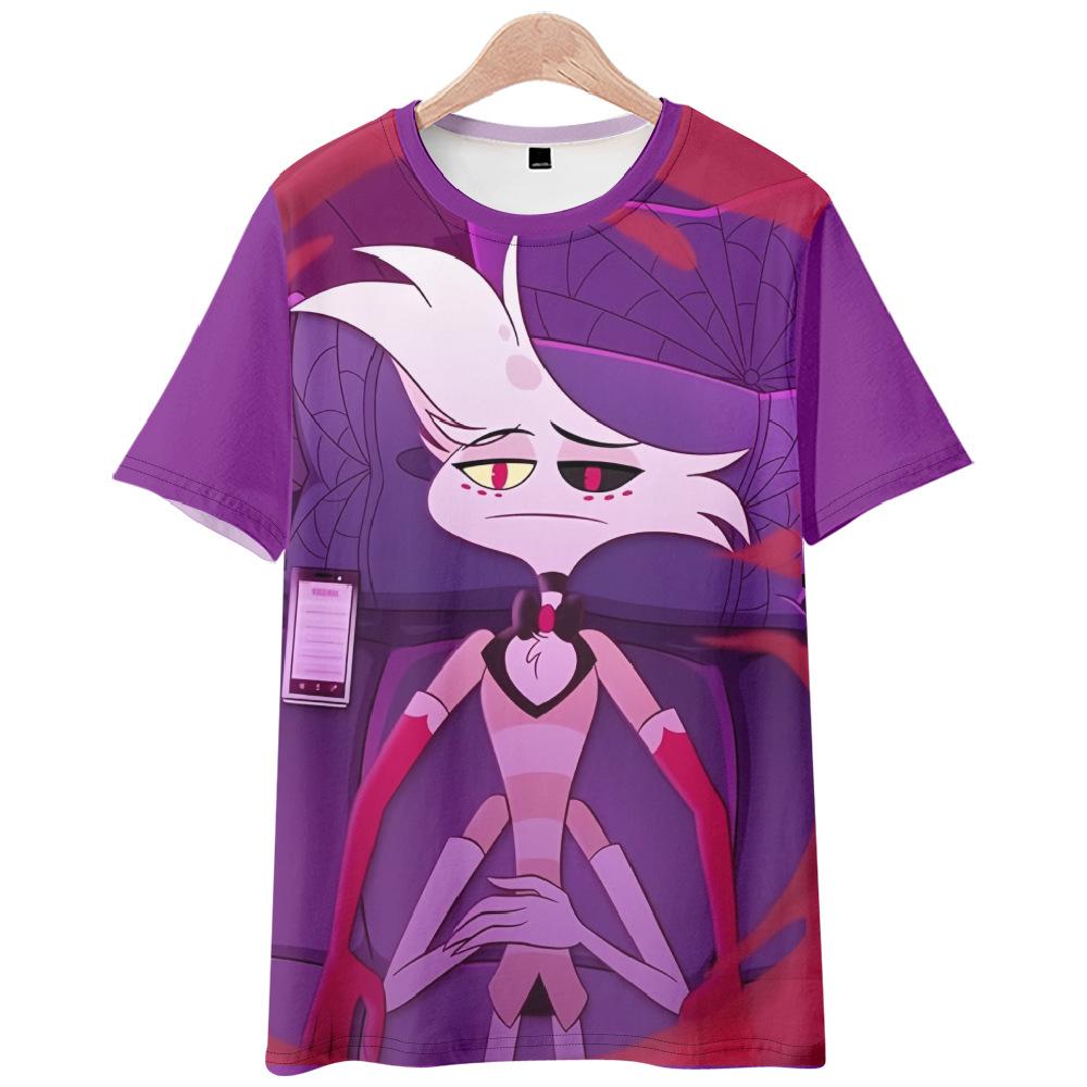 Hazbin Hotel Anime Women Men's T-shirts Cartoon Printed O-Neck Oversized Short Sleeves Fashion Mens Clothing Streetwear