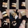 Elegant Geometric Wave Square Bangle: High-End Fashion Bracelet for Women