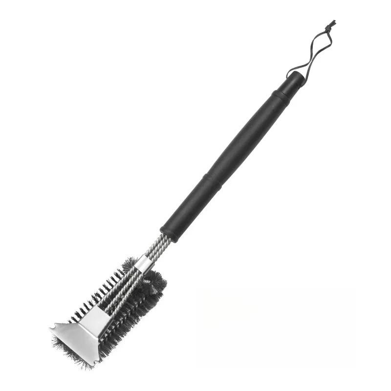For Cast Iron Grates Outdoor Cooking Cleaning Tool With Grip Stainless Steel Spiral BBQ Grill Brush Rustproof Scrubber