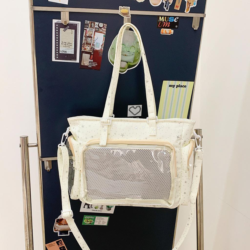 Japanischer Stil Ballett Spitze Durchsichtige Schultertasche Weich Große Kapazität Umhängetaschen Modisch und Vielseitig Tasche für den täglichen Gebrauch