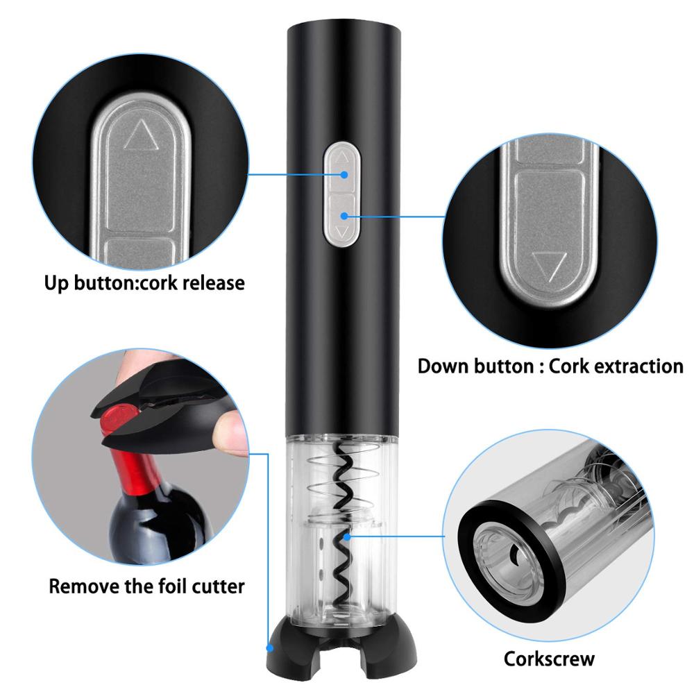 LMETJMA Elektrický otvírák na víno Automatický elektrický otvírák na korky na víno s řezačkou fólie Sada otvíráku na víno KC0317