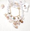 Trendy personality Baroque imitation pearl ceramic alloy conch shell and other pendants double stacked women's necklace
