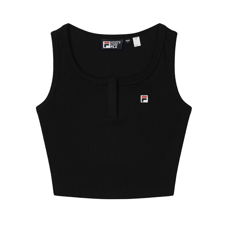 FILA Archive Series Soft Breathable Skin-Friendly Wrinkle-Resistant Fashionable Versatile Slim Fit Sleeveless Crop Top Women tops Black F11W527101FBK