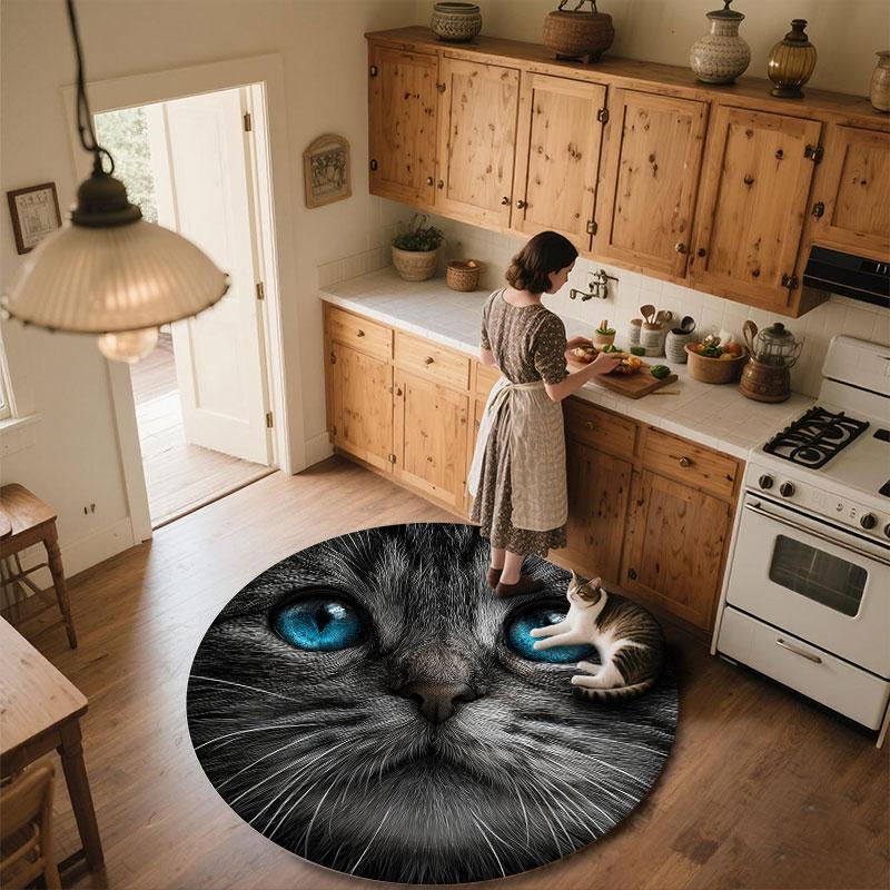 Black Cats pattern round rug,Carpet Rug for Living Room Bedroom Playroom ,Non-slip Floor Mat,Holiday Gifts and Birthday Gifts.