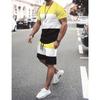 Men's 3D Color Block Print T Shirt Shorts Set Fashion Men Women T-shirts Two-Piece Outdoor Street Casual Sport Tracksuit