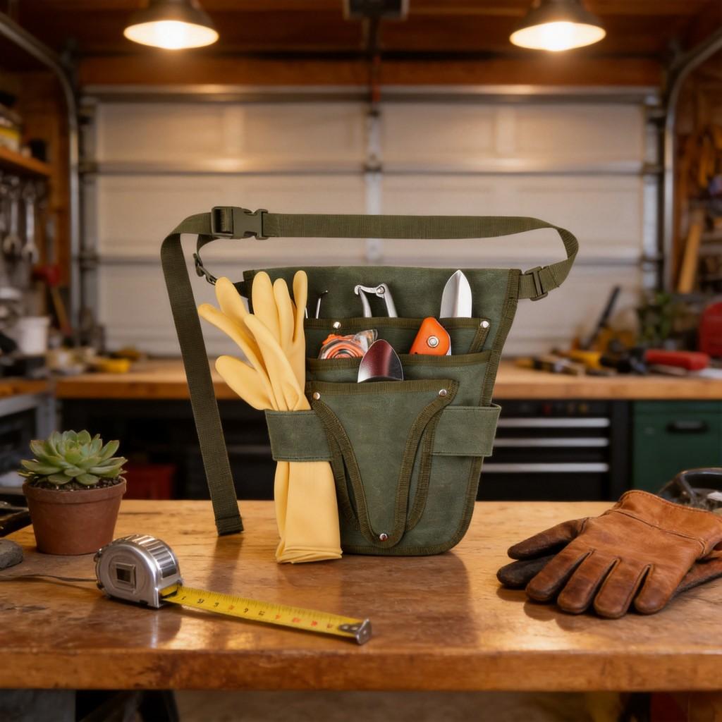 Cintura Portautensili Resistente Con Tasca in Tela Durevole Per Giardinaggio e Riparazioni Domestiche