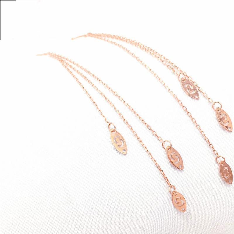 Purple Gold Fringed Ear Line Temperament Simple Color Gold Plated Rose Gold Earrings