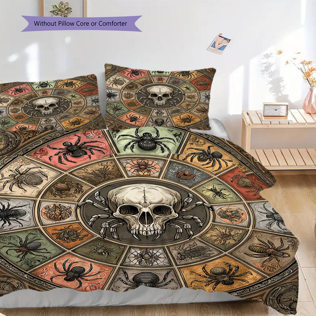 Spinnenmuster Bettwäsche Tagesdecke Set Bettbezug Kissenbezug Heimdekoration Geburtstagsgeschenk (1 Bettbezug + 2 Kissenbezüge, ohne Füllung)