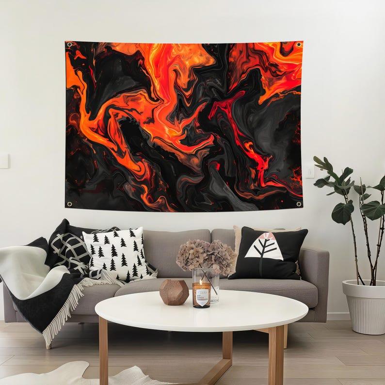 Orange and Black Vortex tapestry 75x100 чёрный