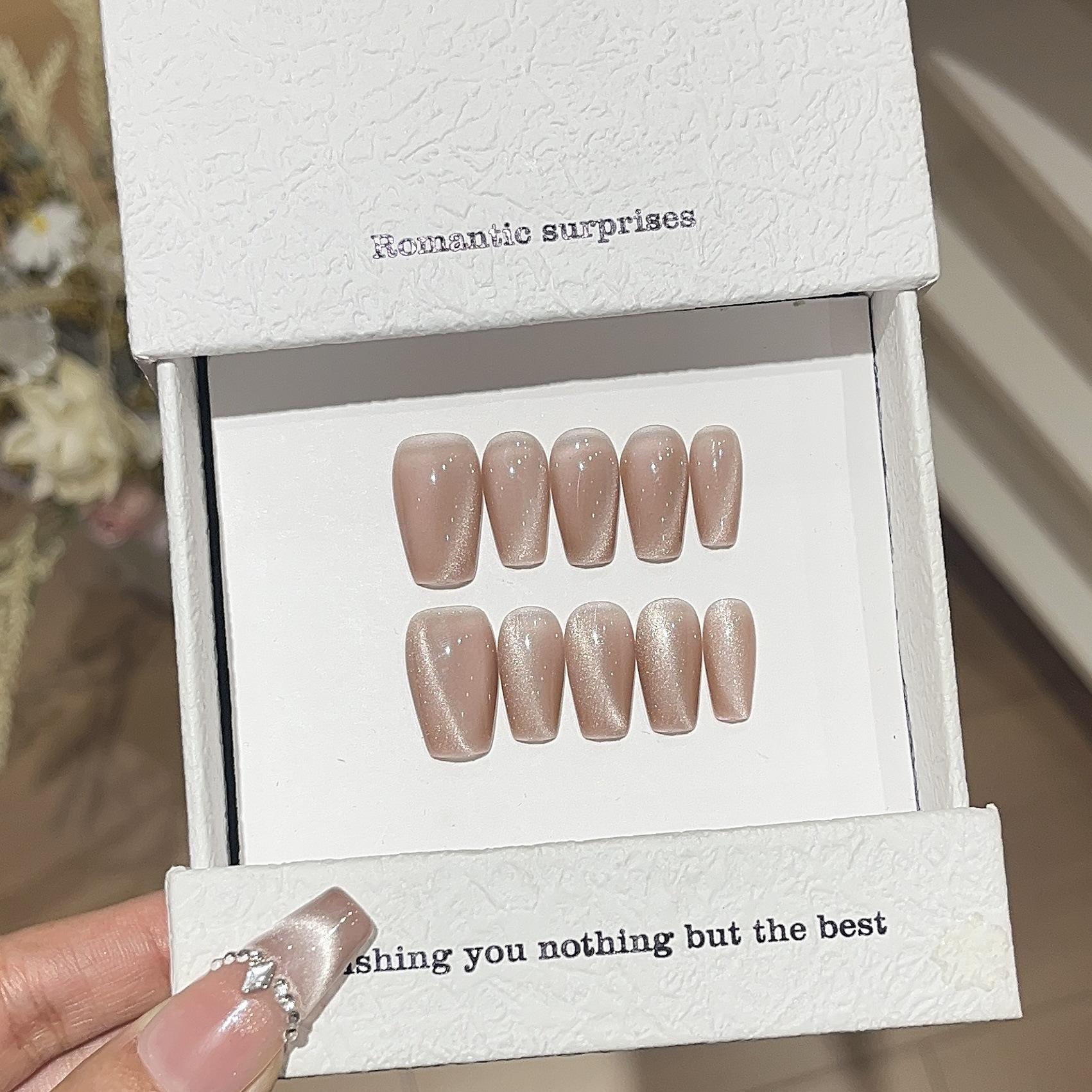 

Daily Commuting Versatile Simple Side Light Cat Eyes Peach Blossom Stuffed Nails L