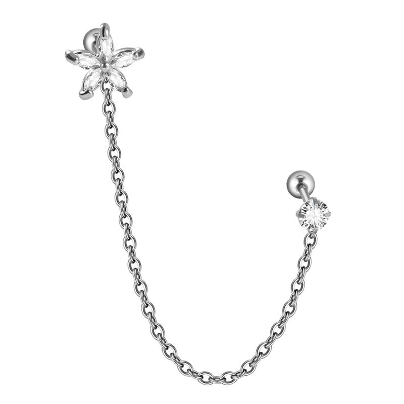 Chirurgischer Stahl Zirkon Kronen Kette Ohr Tragus Knorpel Blume Piercing Ohrring Conch Ohr Helix Piercing Körperschmuck