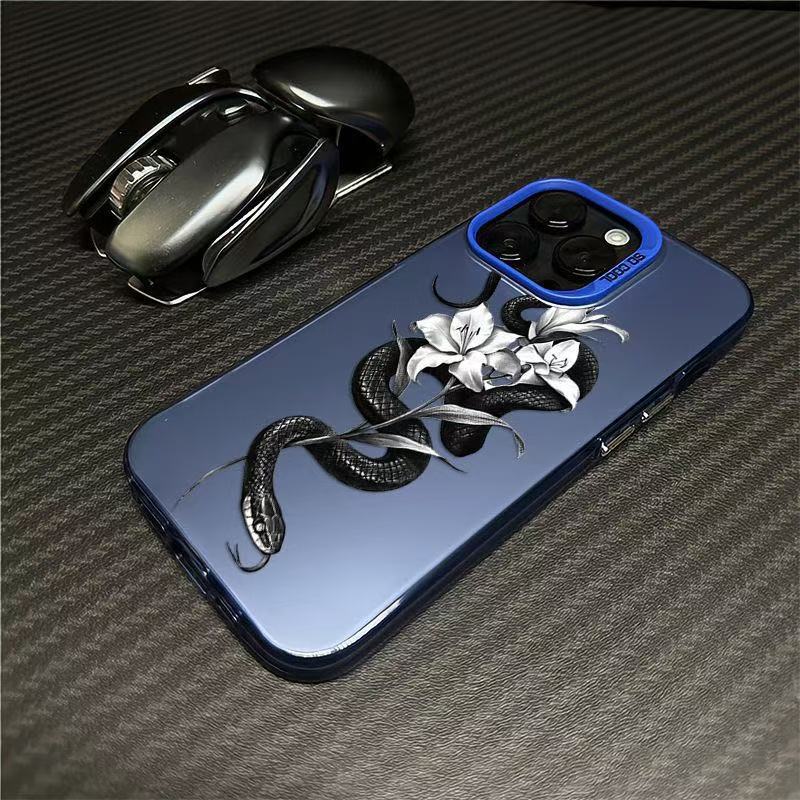 The New Black Snake Wrapping Flower Is Suitable for Iphone17 Mobile Phone Case Apple 15promax/14 Anti-drop 13pro16 Europe and America