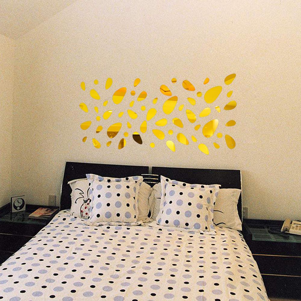 20pcs 3D Mirror Wall Sticker Pebble Stone Shape Mirror Mural Wall Decal for Living Room Bedroom TV Background Art DIY Home Decor