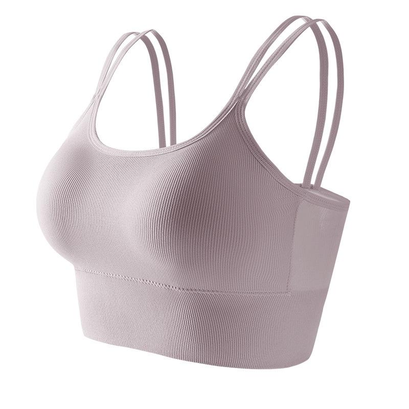 Women's Summer Fixed Does Not Run Cup Thin Straps Fitness Running Back Thin Gathered Shockproof Sports Underwear