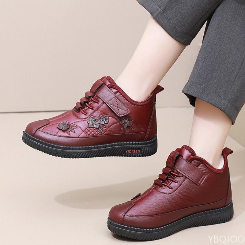 Vinter vattentät halkfri mjuk sula Varma stövlar dam platt botten enkla bekväma dagliga vardagliga damskor