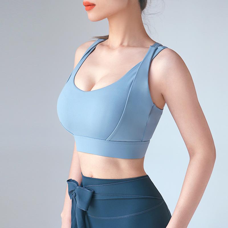 

Ударопрочный, предотвращающий провисание спортивный бюстгальтер высокой интенсивности для бега, фитнеса и йоги XL синий