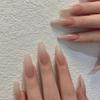 24Pcs Long Stiletto Almond Pure Color False Nails with Glue Simple Fake Nails Press on Nails Full Cover Artificial Nail Tips