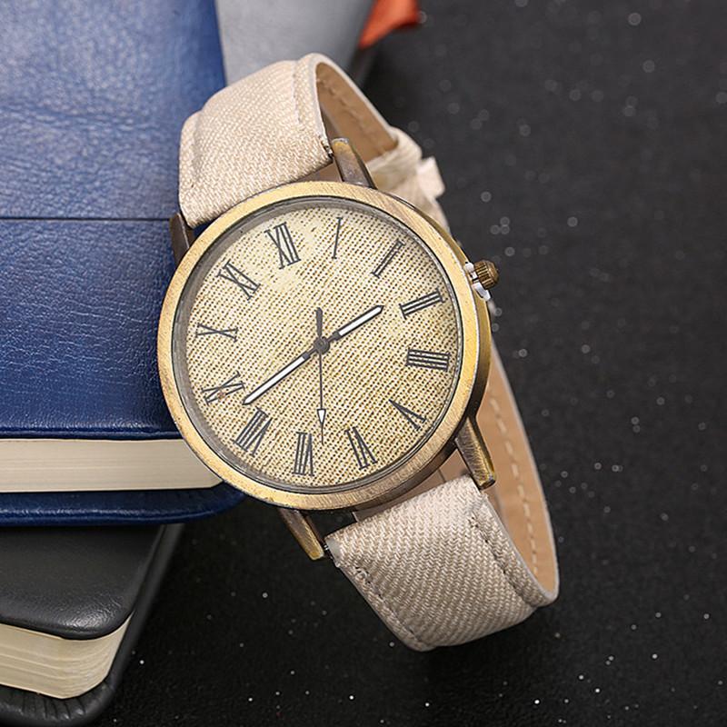 Simple Casual Women Watch Personality Denim Strap Retro Ladies Wrist Watch Ladies Elegant Solid Color Blue Female Watches Montre