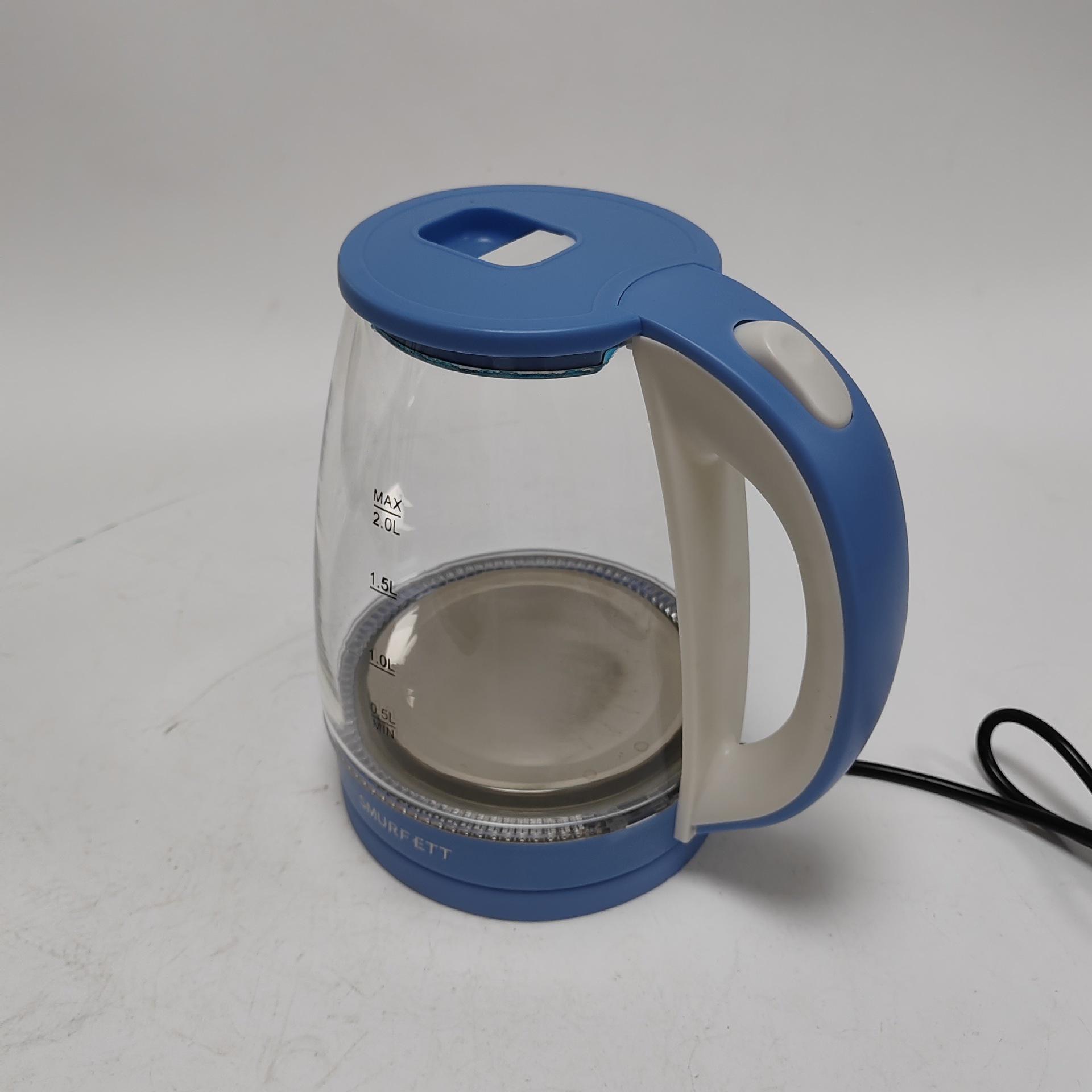 US Standard Electric Kettle, 110V, High Borosilicate Glass, 220V Compatible Standard 2.0L Blue 110V US Plug