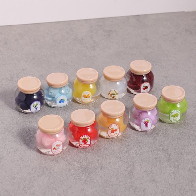 5Pcs Miniature Kitchen Decoration Dollhouse Simulation Fruit Candy Canned Jam Model Dolls House Accessories Toy