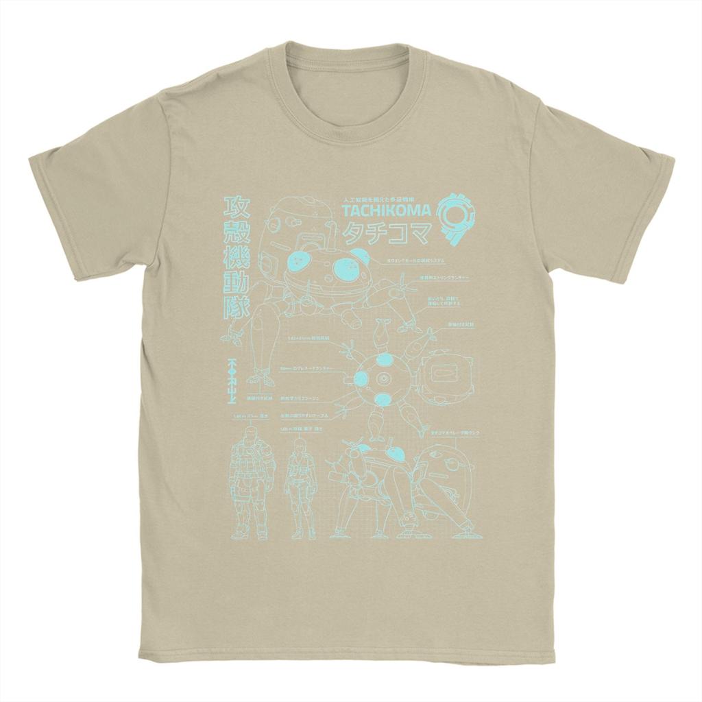Men Ghost In the Shell T Shirts  100% Cotton Clothes Vintage Short Sleeve Round Collar Tee Shirt Unique T-Shirt